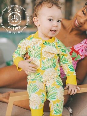 6-12 mo Honeysuckle Swim Suit with Pineapple Print